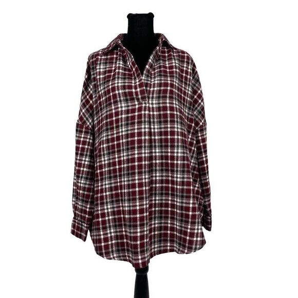 French Connection Flannel Panita Popover Oversized Tunic - Women’s M - Picture 1 of 8